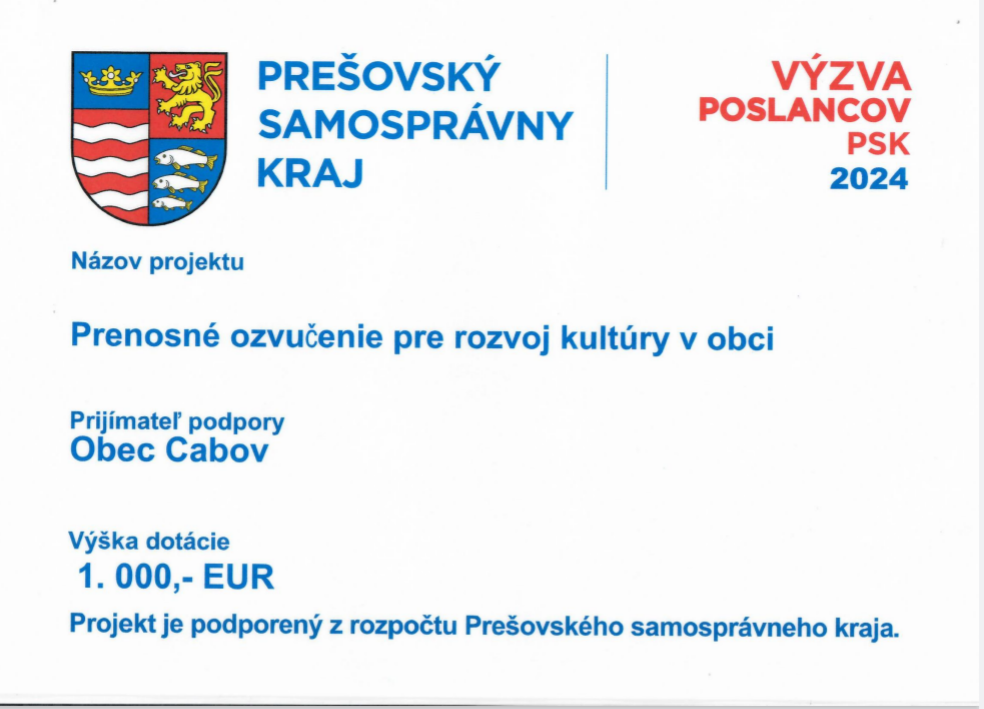 Poskytnutie dotácie z rozpočtu Prešovského samosprávneho kraja 2024